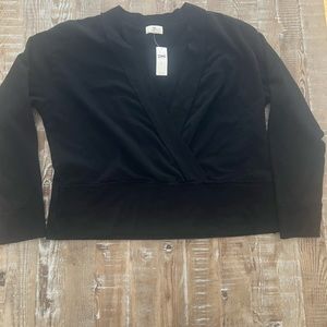 Anthropologie, T.la, black faux wrap top, size XL